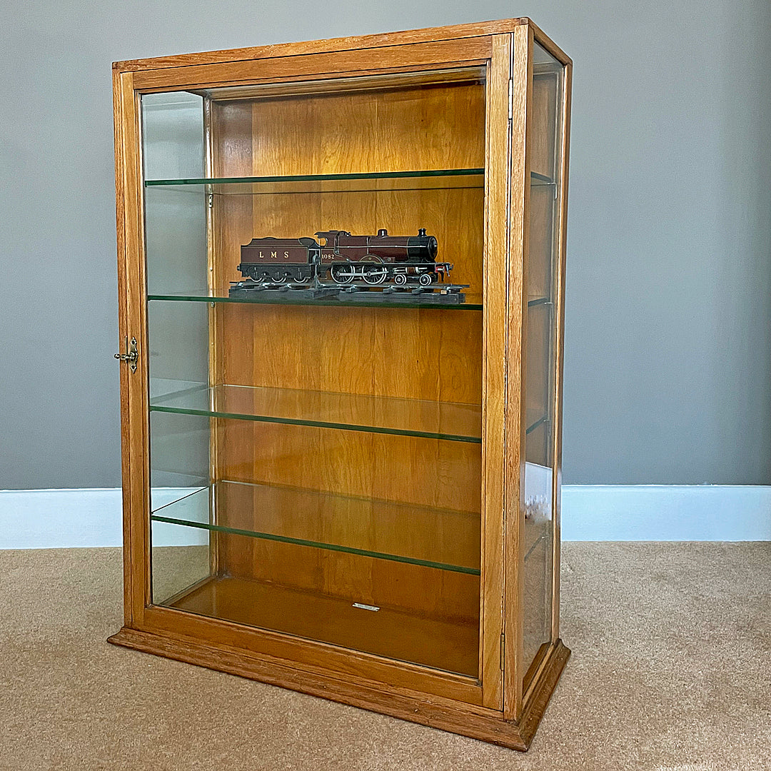 F. Maund & E. Berg Glass & Oak Shop Display Cabinet 1910 ANTIQUE