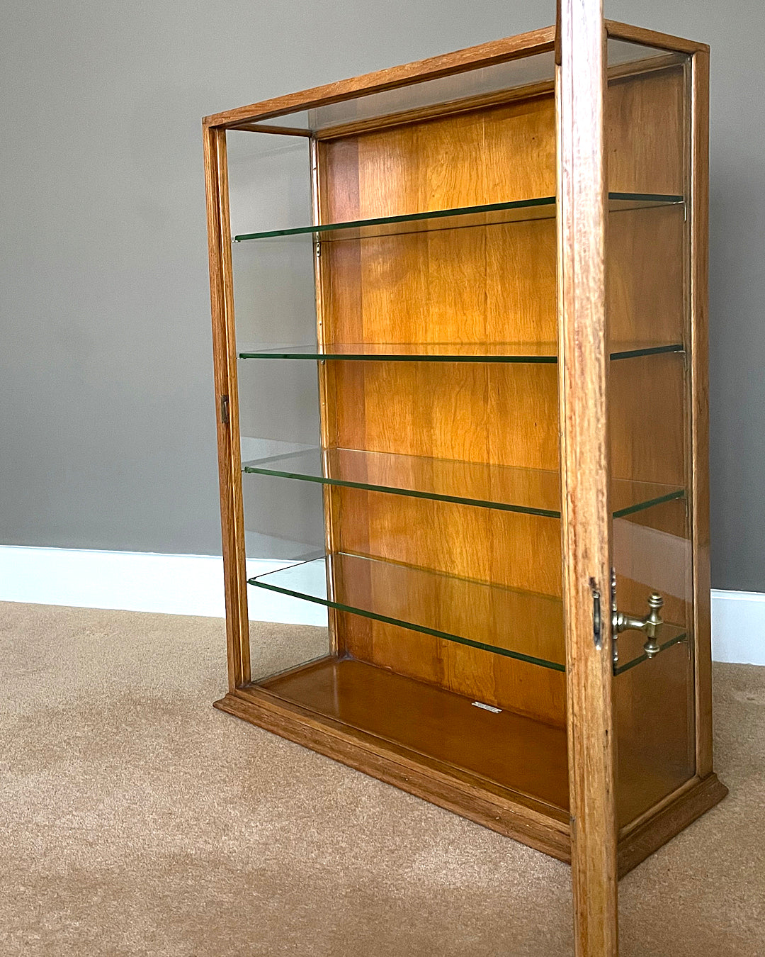 F. Maund & E. Berg Glass & Oak Shop Display Cabinet 1910 ANTIQUE