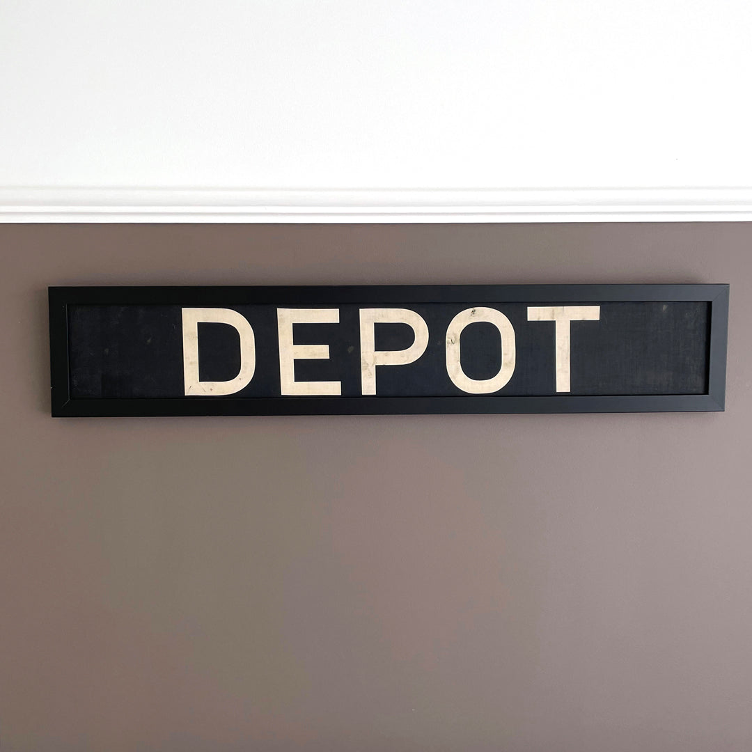 Framed Original Bus Blind DEPOT Destination Sign 1950's VINTAGE