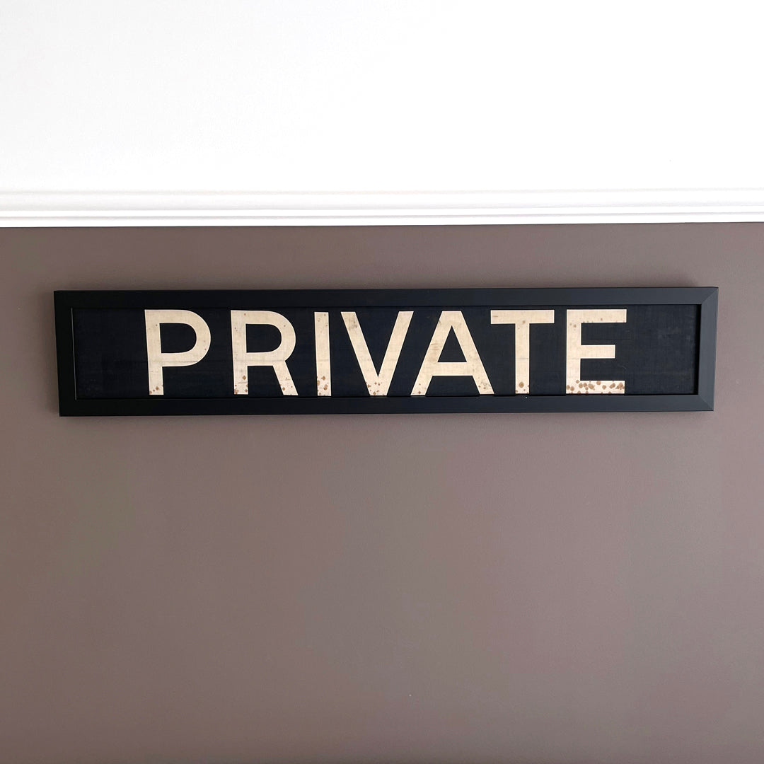 Framed Original Bus Blind PRIVATE Destination Sign 1950's VINTAGE