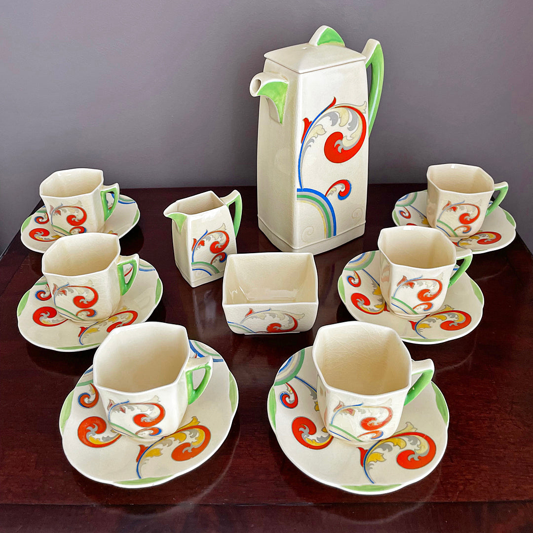 Royal Doulton Syren Duveen Coffee Set For Six Art Deco 1930's VINTAGE