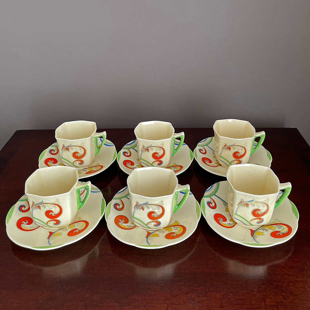 Royal Doulton Syren Duveen Coffee Set For Six Art Deco 1930's VINTAGE