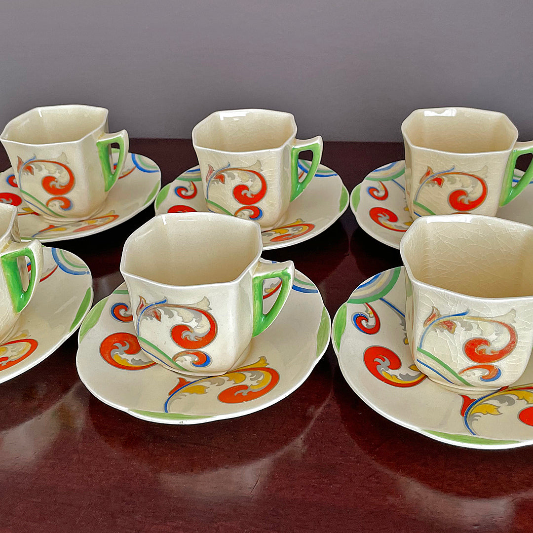 Royal Doulton Syren Duveen Coffee Set For Six Art Deco 1930's VINTAGE