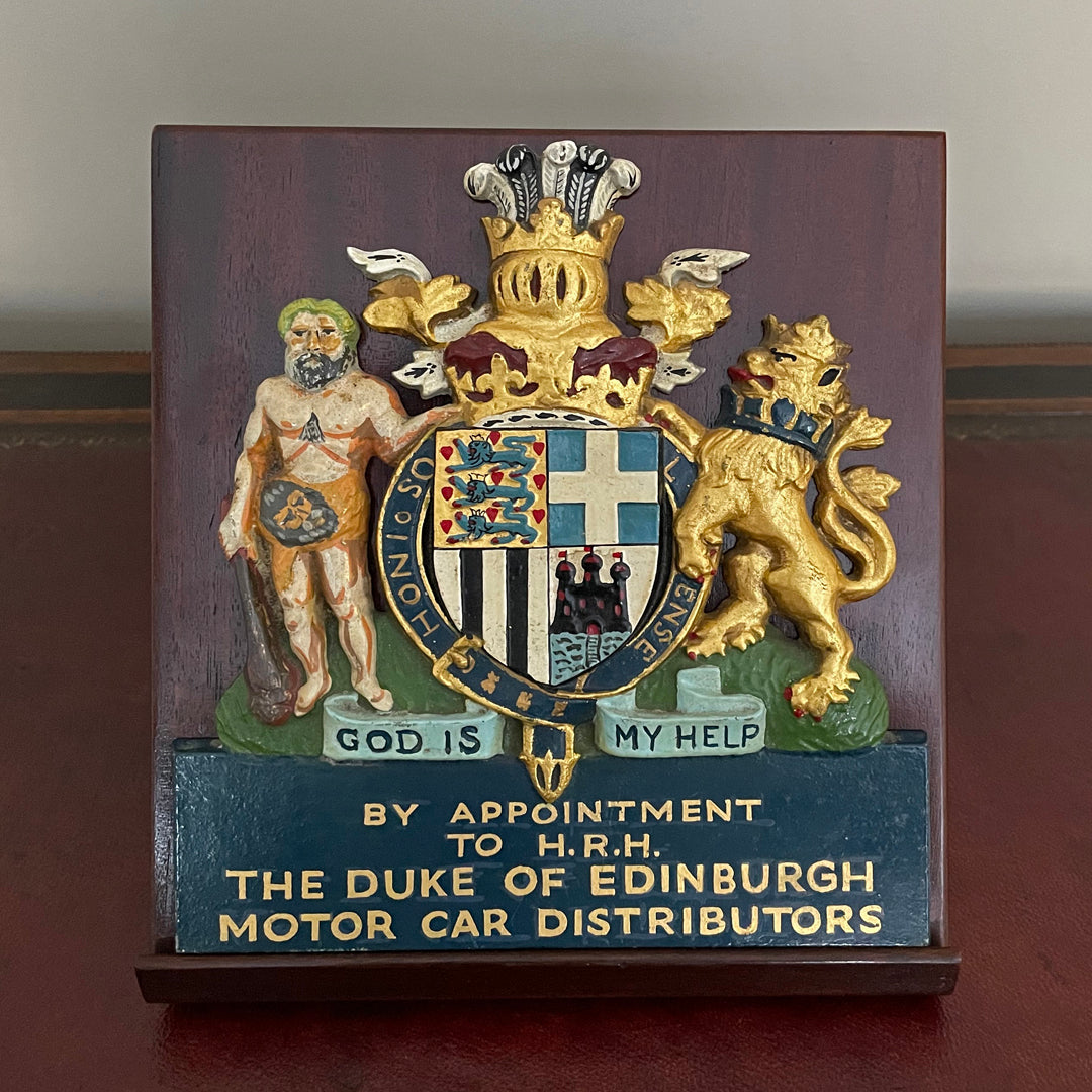 Royal Warrant Coat Of Arms Duke Of Edinburgh Motor Car Distributors 1950's VINTAGE
