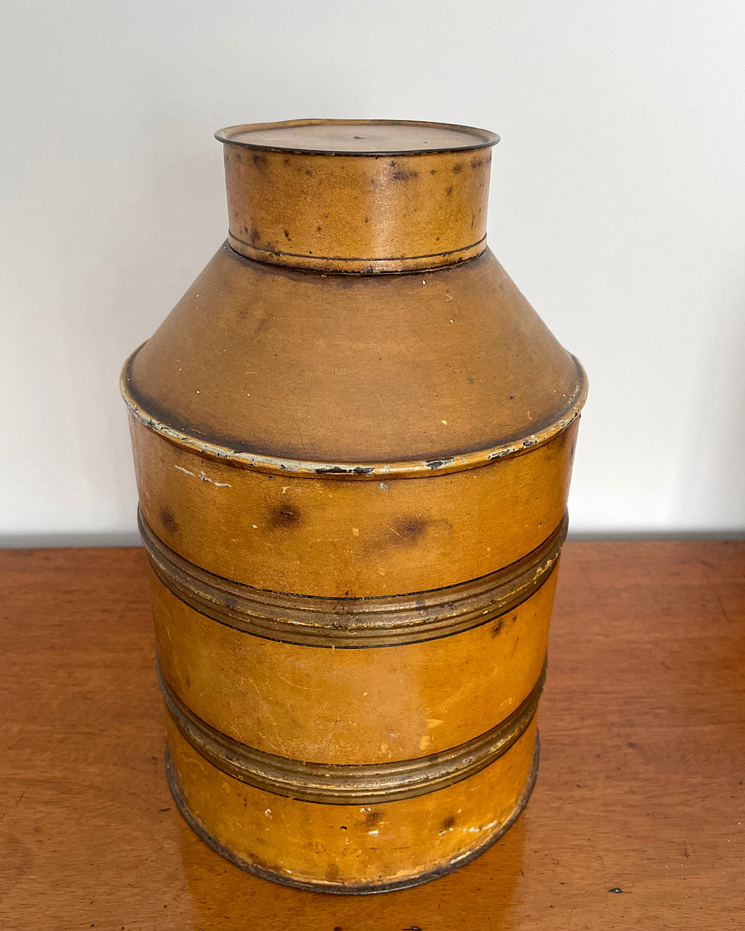 Set Of Three Toleware Tea Canisters Faux Wood 19th Century ANTIQUE