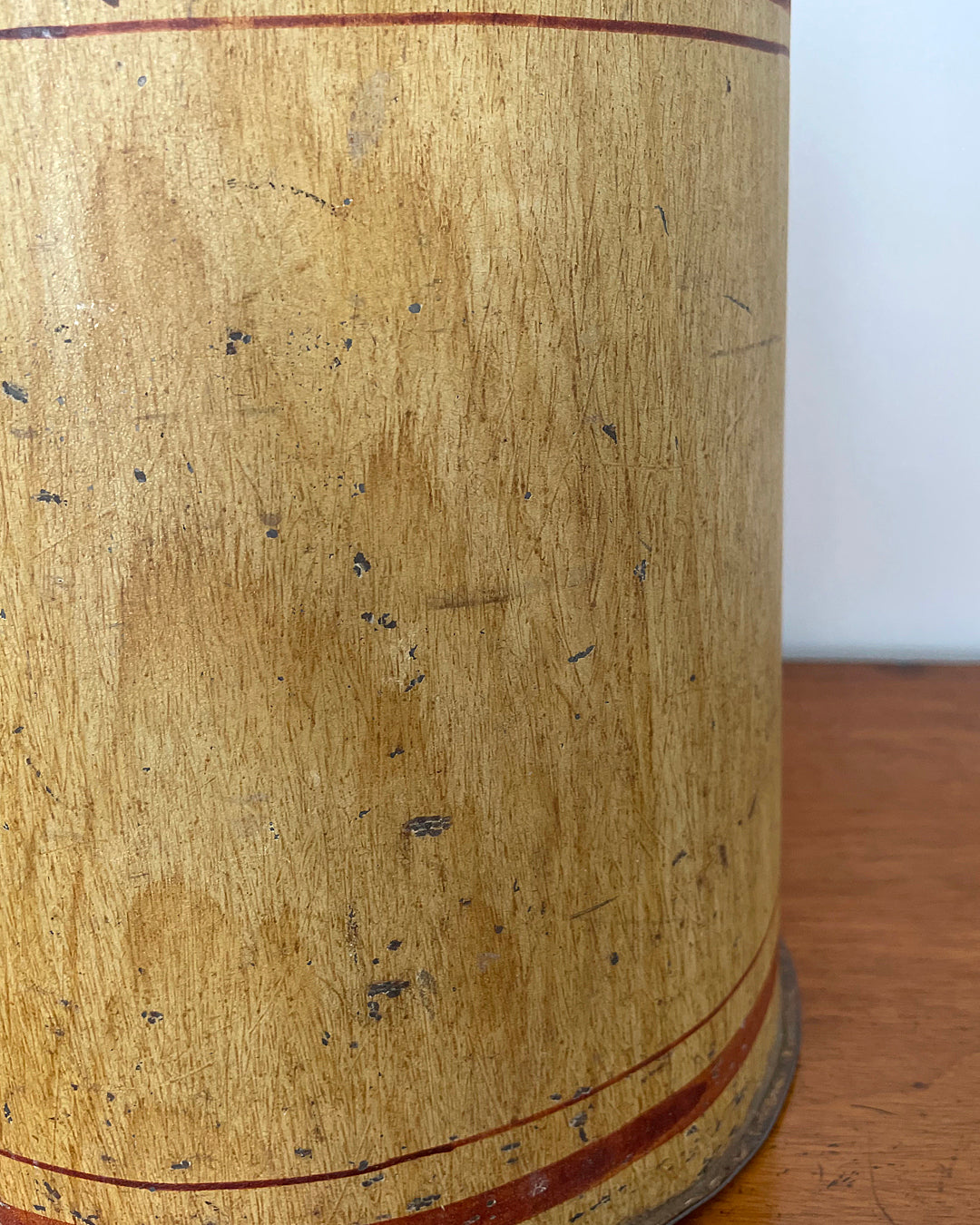 Toleware Tea Canister Faux Wood Hand Painted 19th Century ANTIQUE