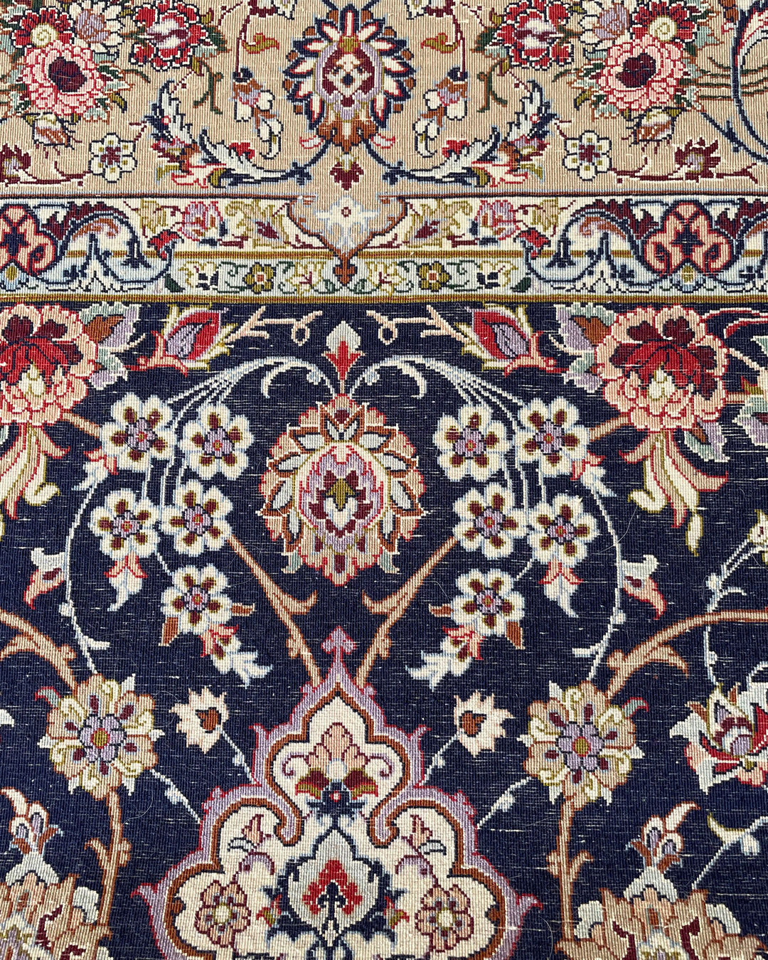 Persian Rug Isfahan 201cm x 127.5cm Navy & Ivory VINTAGE