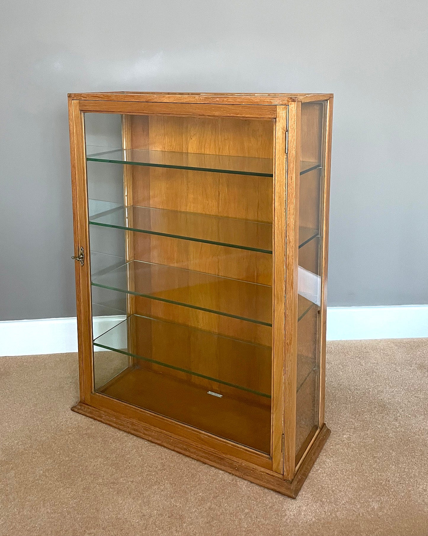 F. Maund & E. Berg Glass & Oak Shop Display Cabinet 1910 ANTIQUE