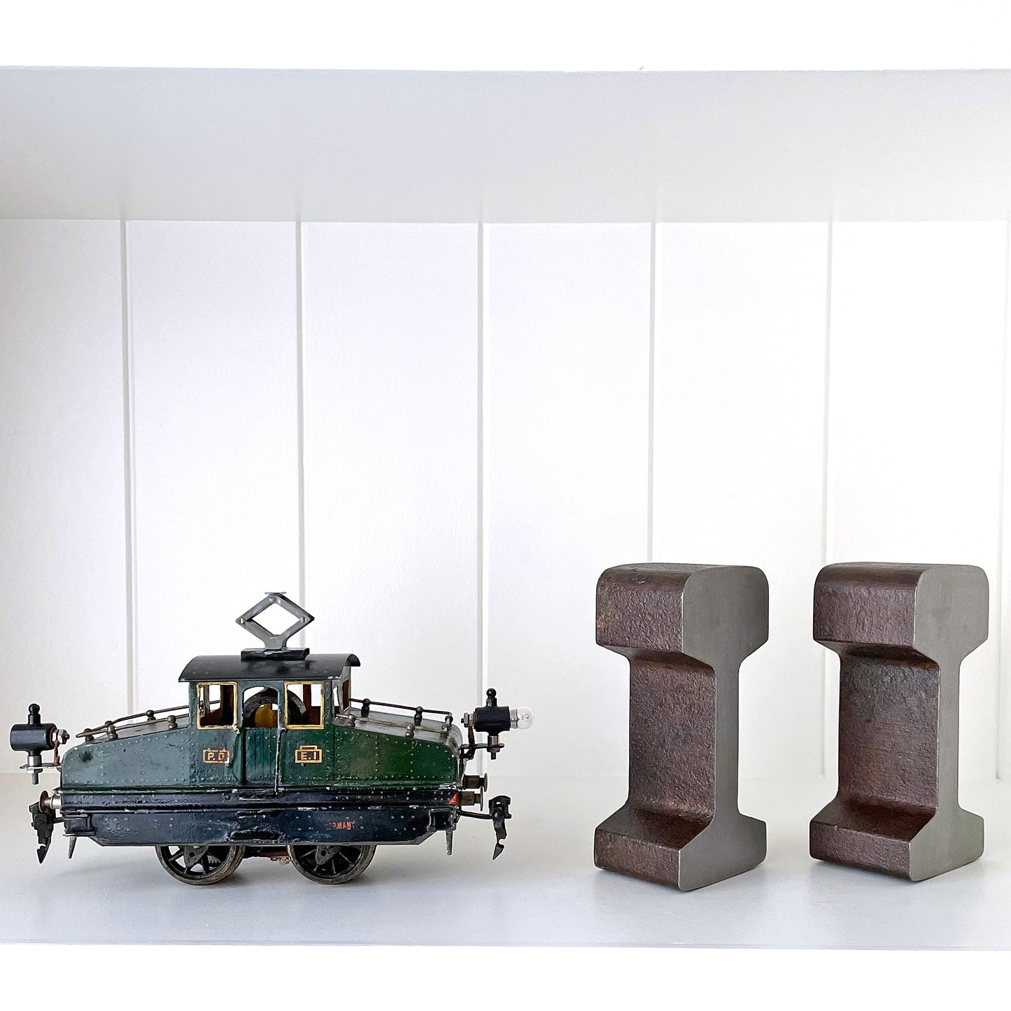 Pair Of Bookends Reclaimed Railway Track Weathered Finish VINTAGE