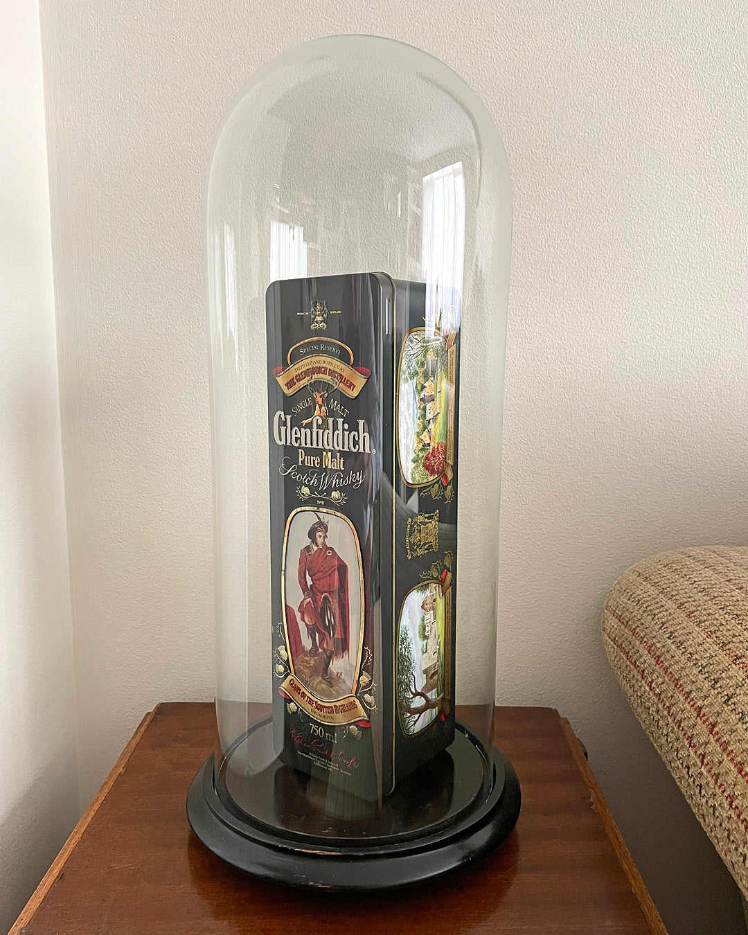Tall 17.5" Glass Dome & Ebonised Wooden Base For Taxidermy or Displays ANTIQUE