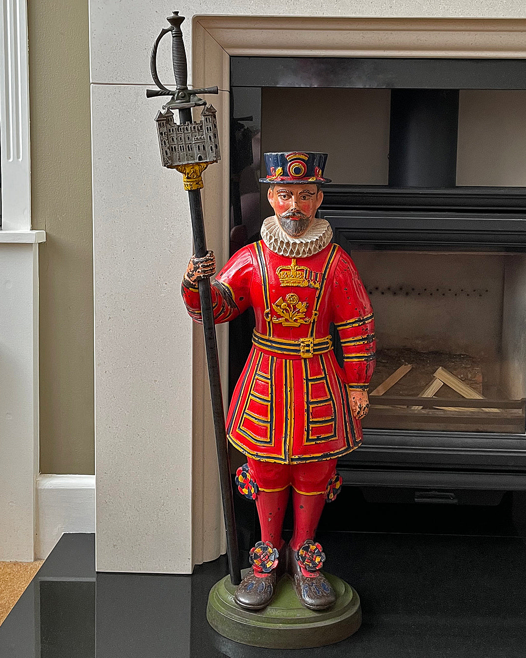 Fireside Companion Beefeater Cast Iron Stand English c. 1910 ANTIQUE