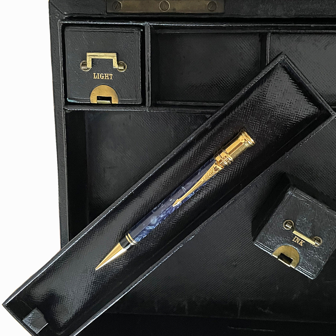 A Despatch Box & Correspondence Tray Black Leather Victorian ANTIQUE