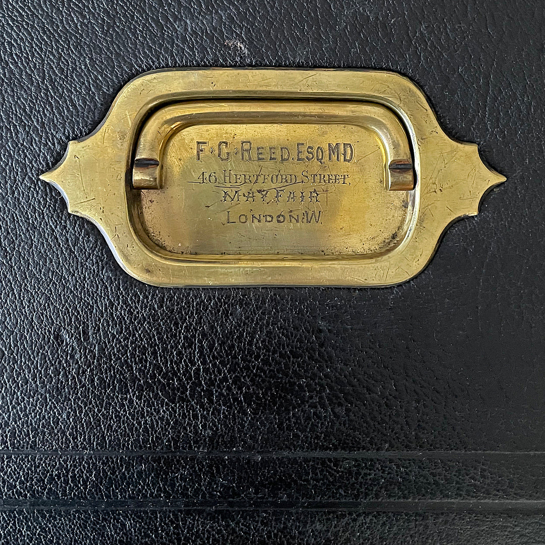 A Despatch Box & Correspondence Tray Black Leather Victorian ANTIQUE