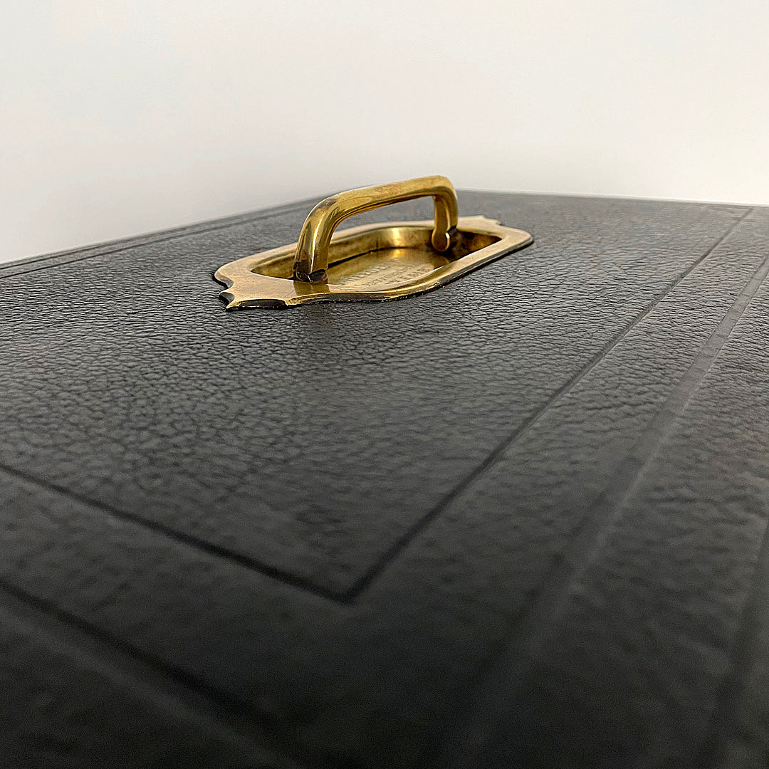 A Despatch Box & Correspondence Tray Black Leather Victorian ANTIQUE