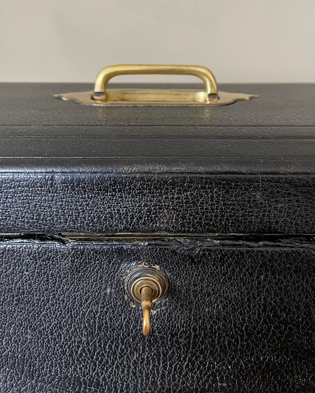 A Despatch Box & Correspondence Tray Black Leather Victorian ANTIQUE