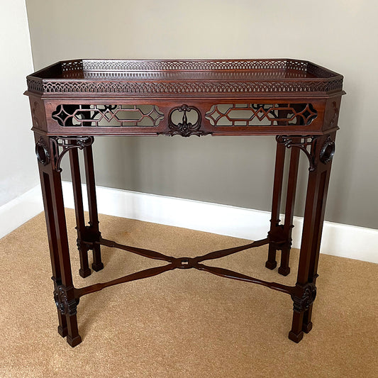 Mahogany Silver Table Chinese Chippendale Style 1900's ANTIQUE