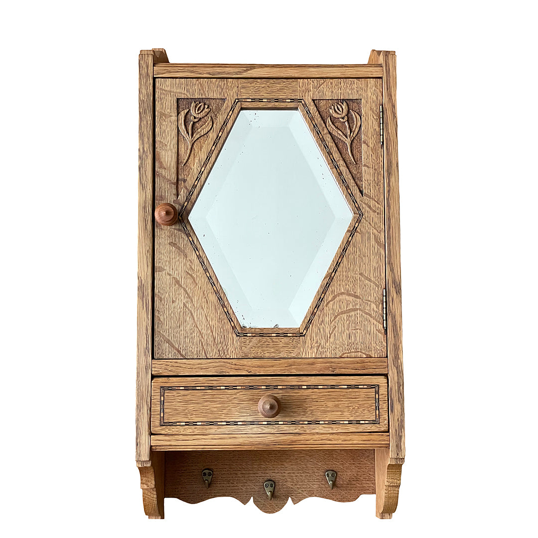 Oak Wall Cabinet Art Nouveau & Art Deco Dutch 1920's ANTIQUE
