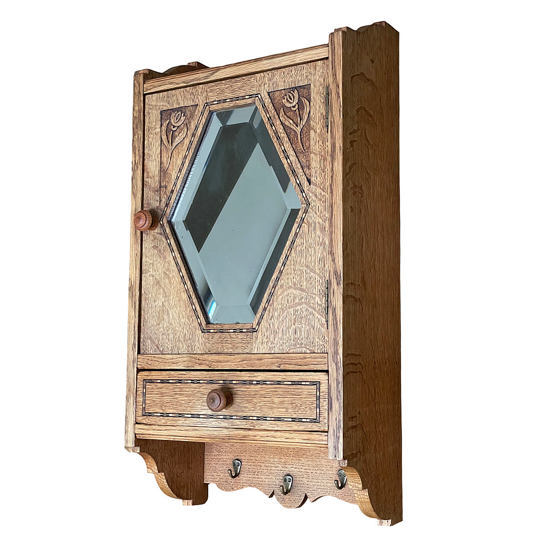 Oak Wall Cabinet Art Nouveau & Art Deco Dutch 1920's ANTIQUE
