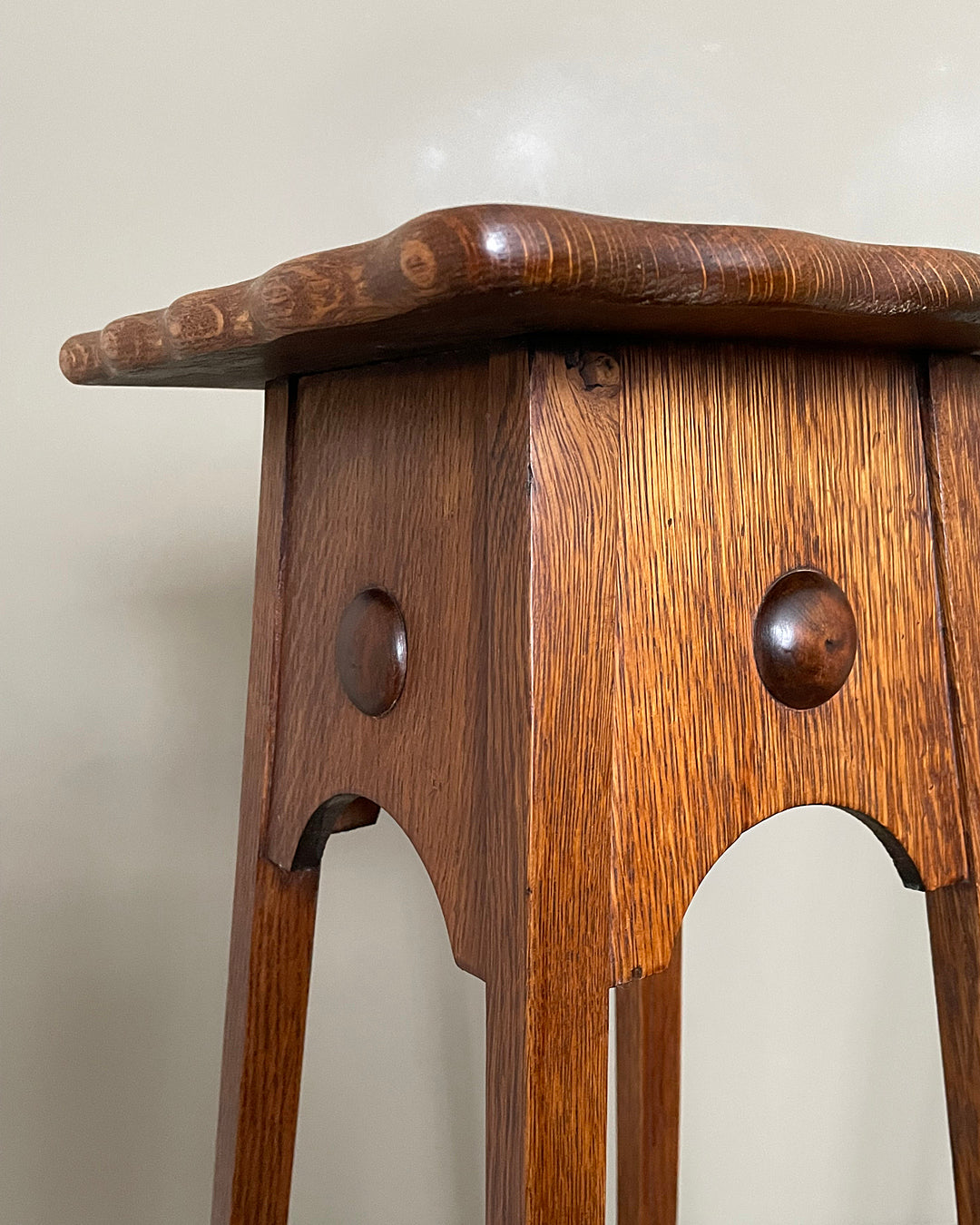 A Near Set Of Oak Plant Stands Arts And Crafts English 1900's ANTIQUE