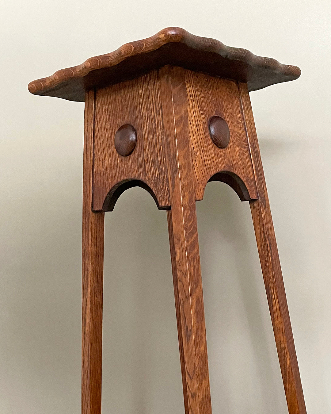 A Near Set Of Oak Plant Stands Arts And Crafts English 1900's ANTIQUE