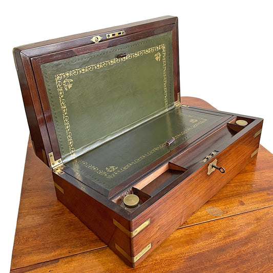 Rosewood Writing Slope & Secret Drawers Campaign Style 1850's ANTIQUE