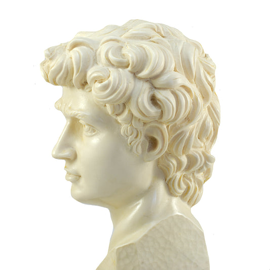 5" Bust Of Michelangelo's David Alabaster & Resin Sculpture Gino Ruggeri Italy VINTAGE