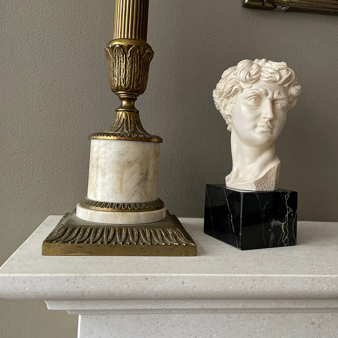 5" Bust Of Michelangelo's David Alabaster & Resin Sculpture Gino Ruggeri Italy VINTAGE
