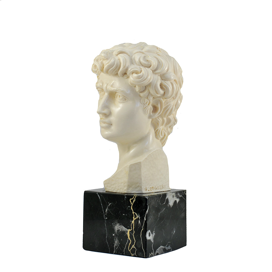 5" Bust Of Michelangelo's David Alabaster & Resin Sculpture Gino Ruggeri Italy VINTAGE