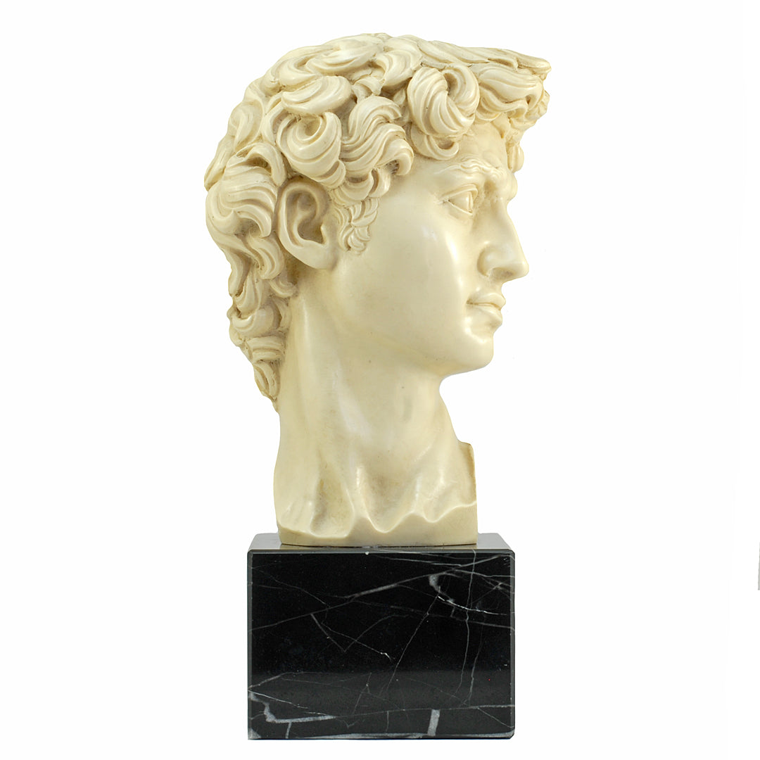 6.5" Bust Of Michelangelo's David Alabaster & Resin Sculpture Gino Ruggeri Italy VINTAGE