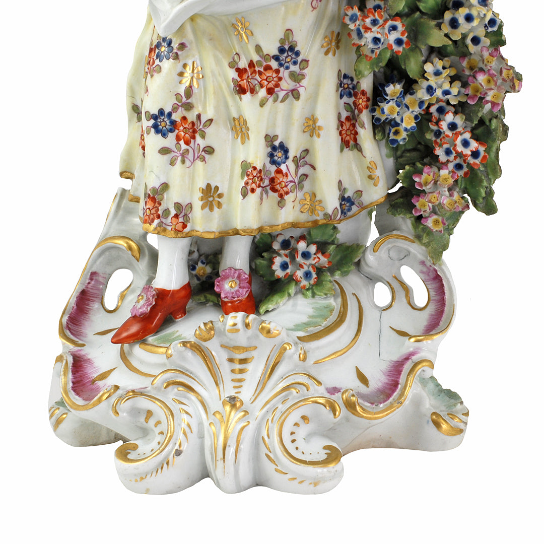A Twin Set Of Large Derby Porcelain Candlesticks Figurines c. 1775 ANTIQUE