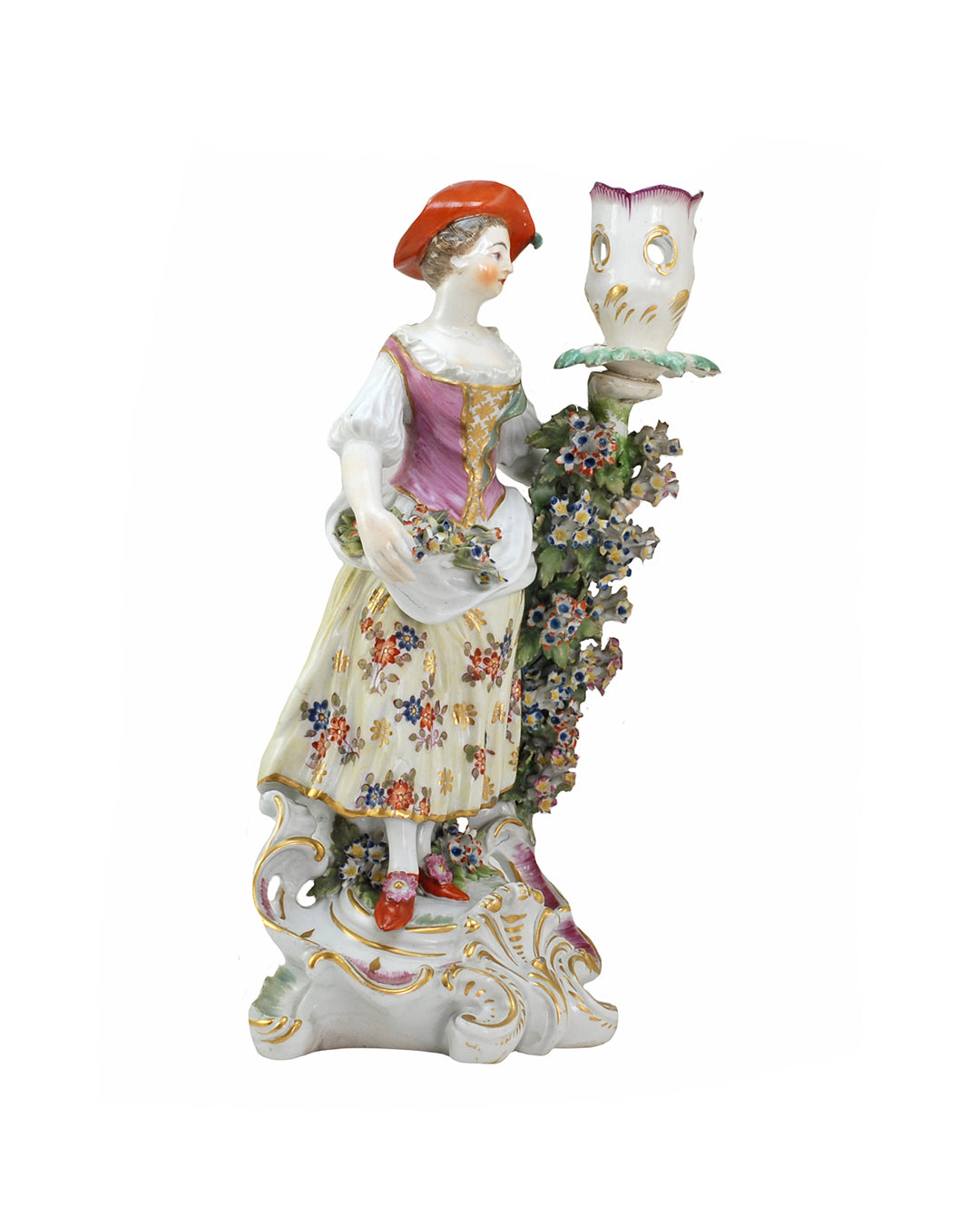 A Twin Set Of Large Derby Porcelain Candlesticks Figurines c. 1775 ANTIQUE