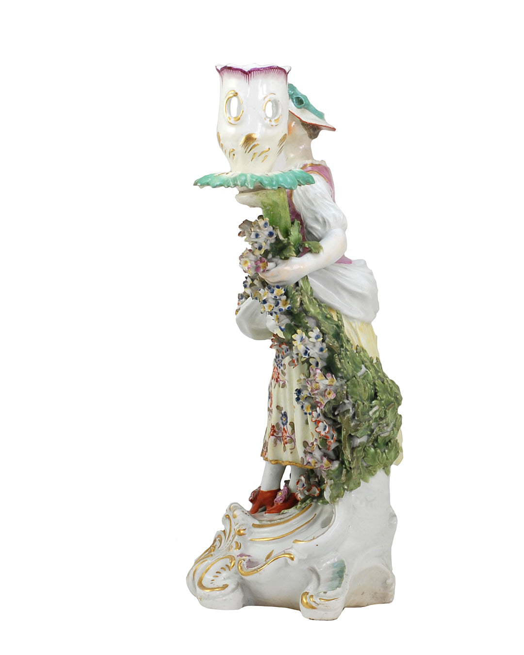 A Twin Set Of Large Derby Porcelain Candlesticks Figurines c. 1775 ANTIQUE