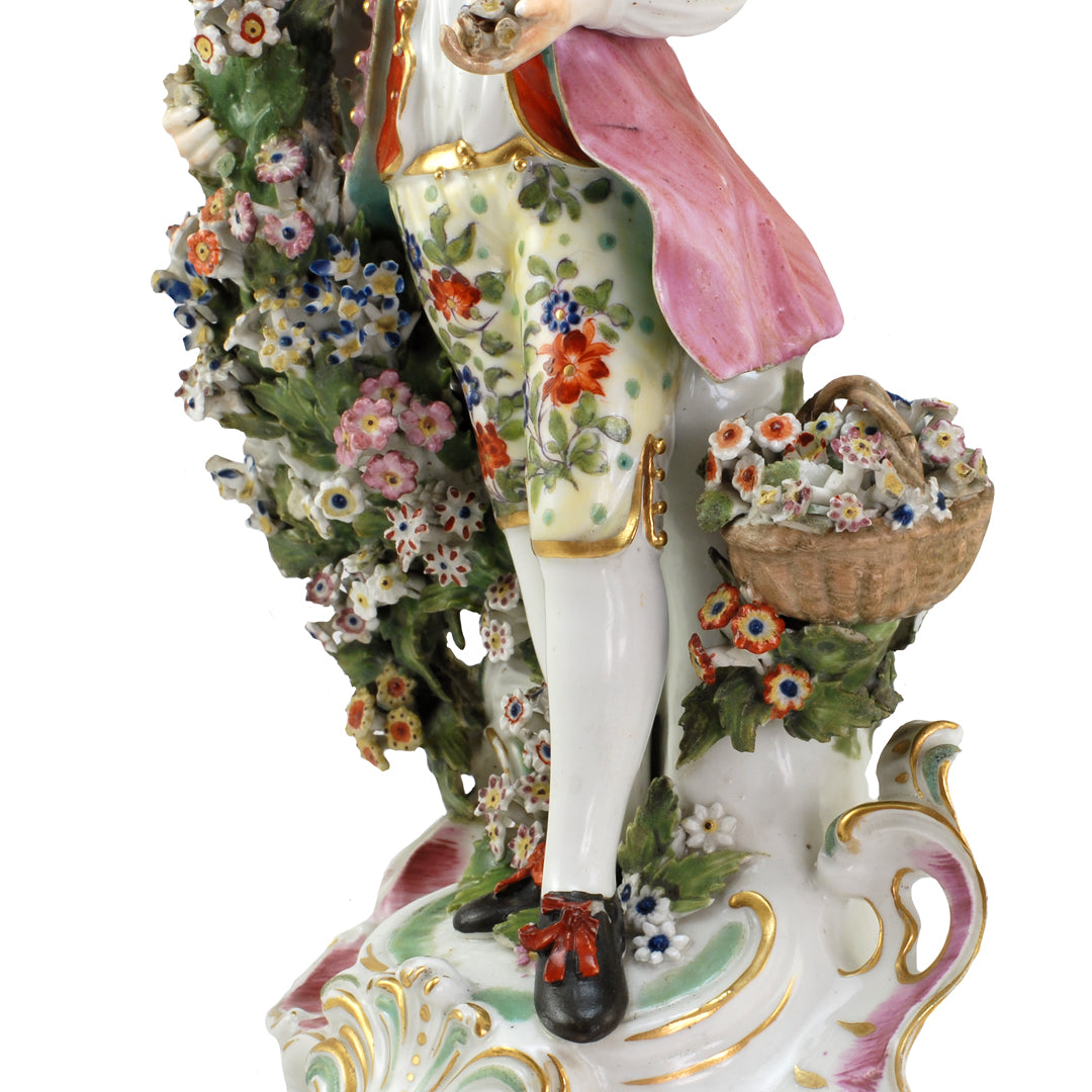 A Twin Set Of Large Derby Porcelain Candlesticks Figurines c. 1775 ANTIQUE