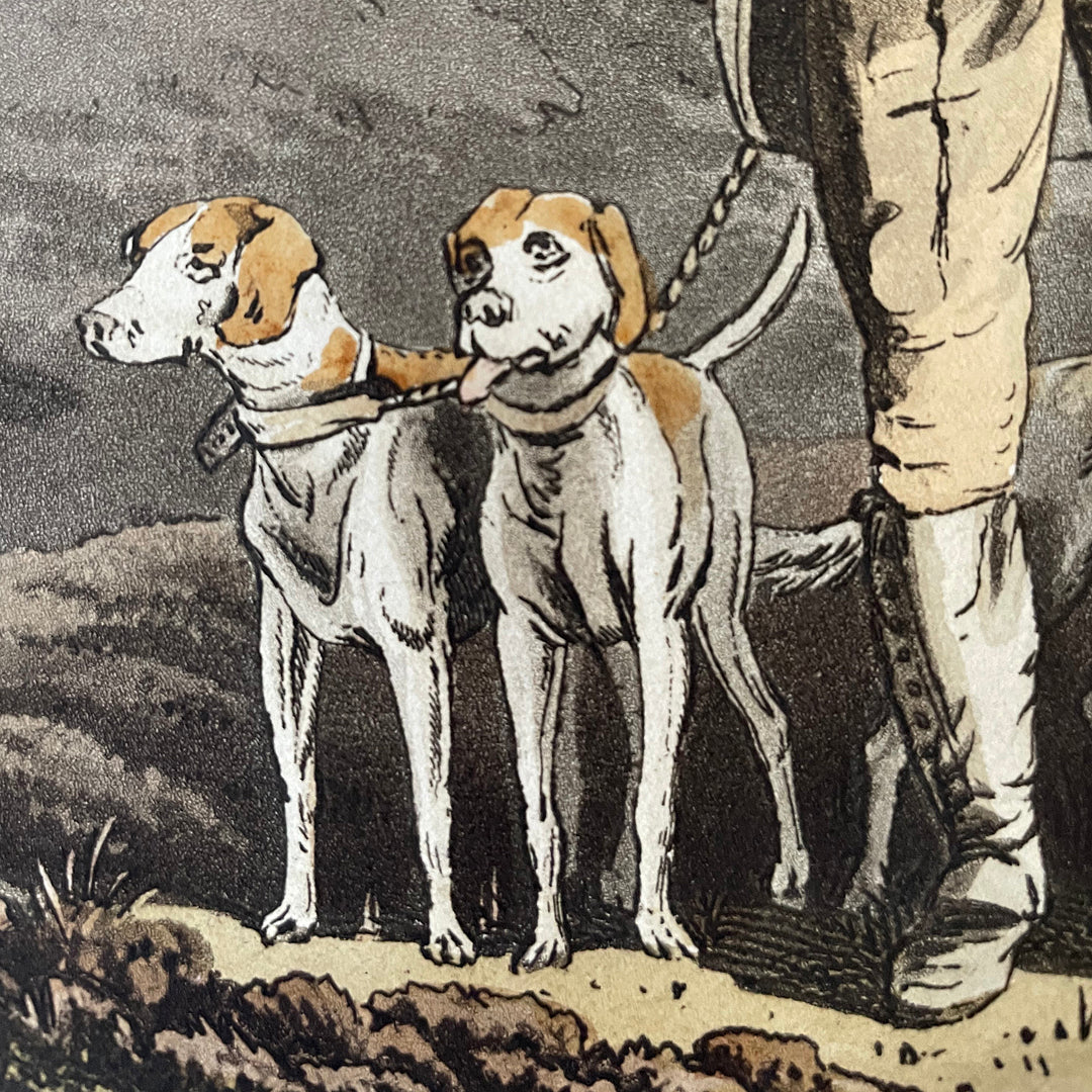 Framed Engraving Dog Handler - Costume Of Yorkshire 54 x 45cm ANTIQUE