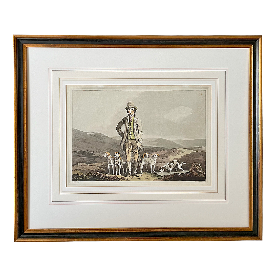 Framed Engraving Dog Handler - Costume Of Yorkshire 54 x 45cm ANTIQUE