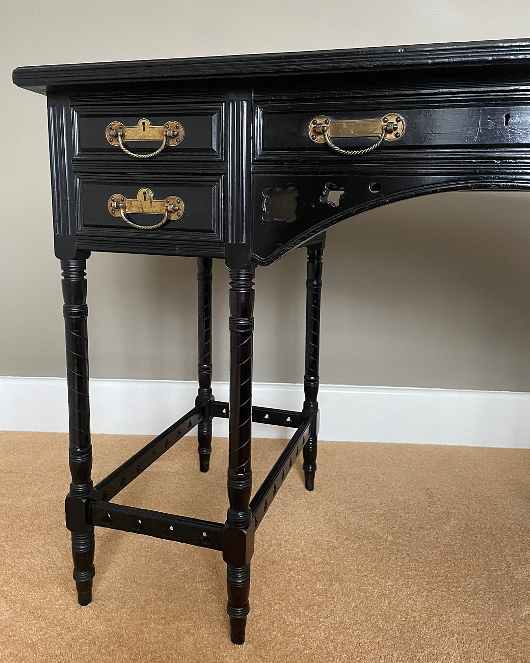 Collinson & Lock EW Godwin Aesthetic Movement Ebonised Desk ANTIQUE