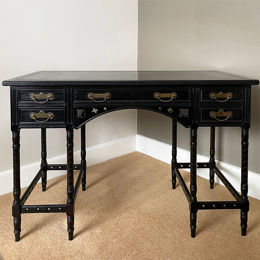 Collinson & Lock EW Godwin Aesthetic Movement Ebonised Desk ANTIQUE