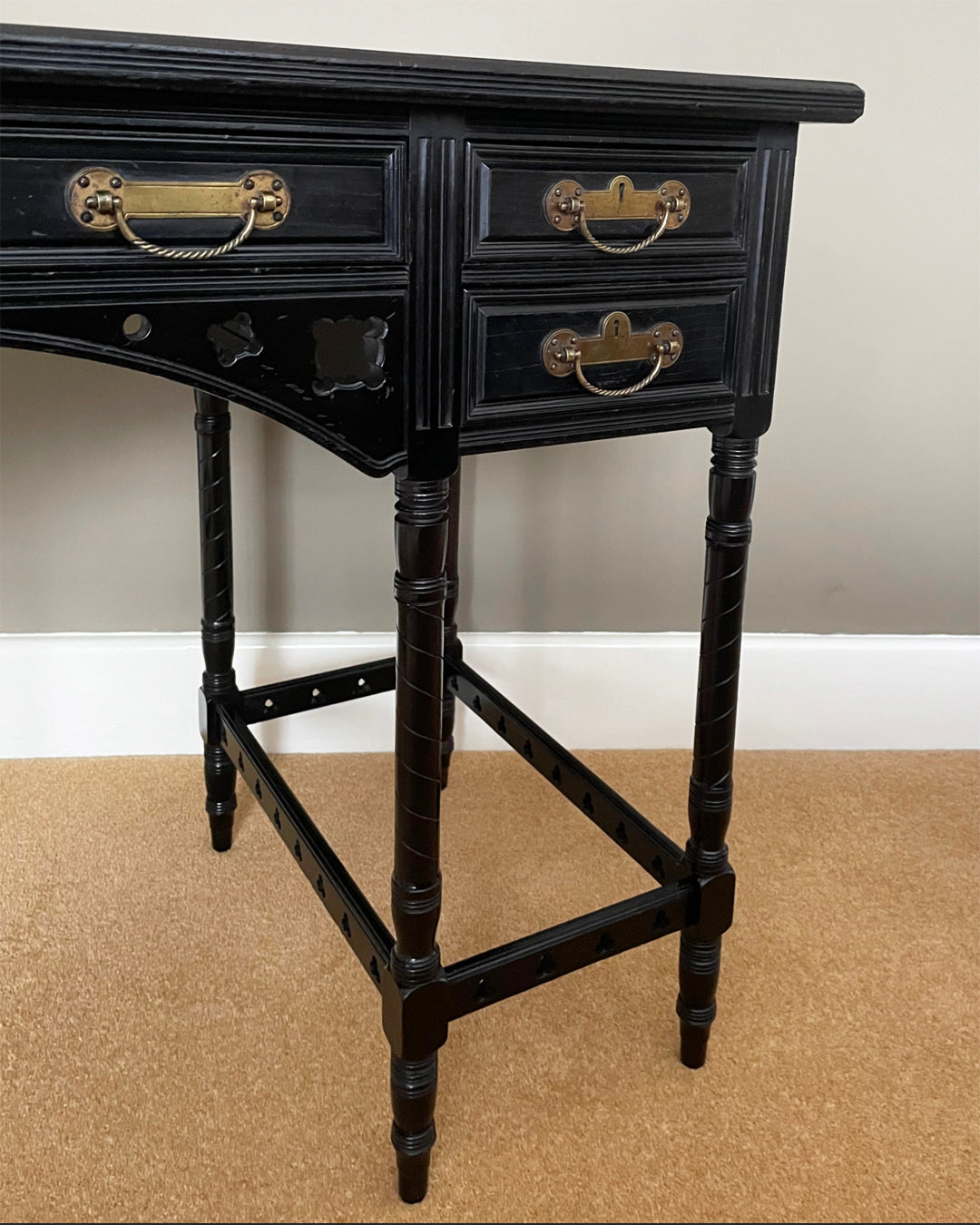 Collinson & Lock EW Godwin Aesthetic Movement Ebonised Desk ANTIQUE