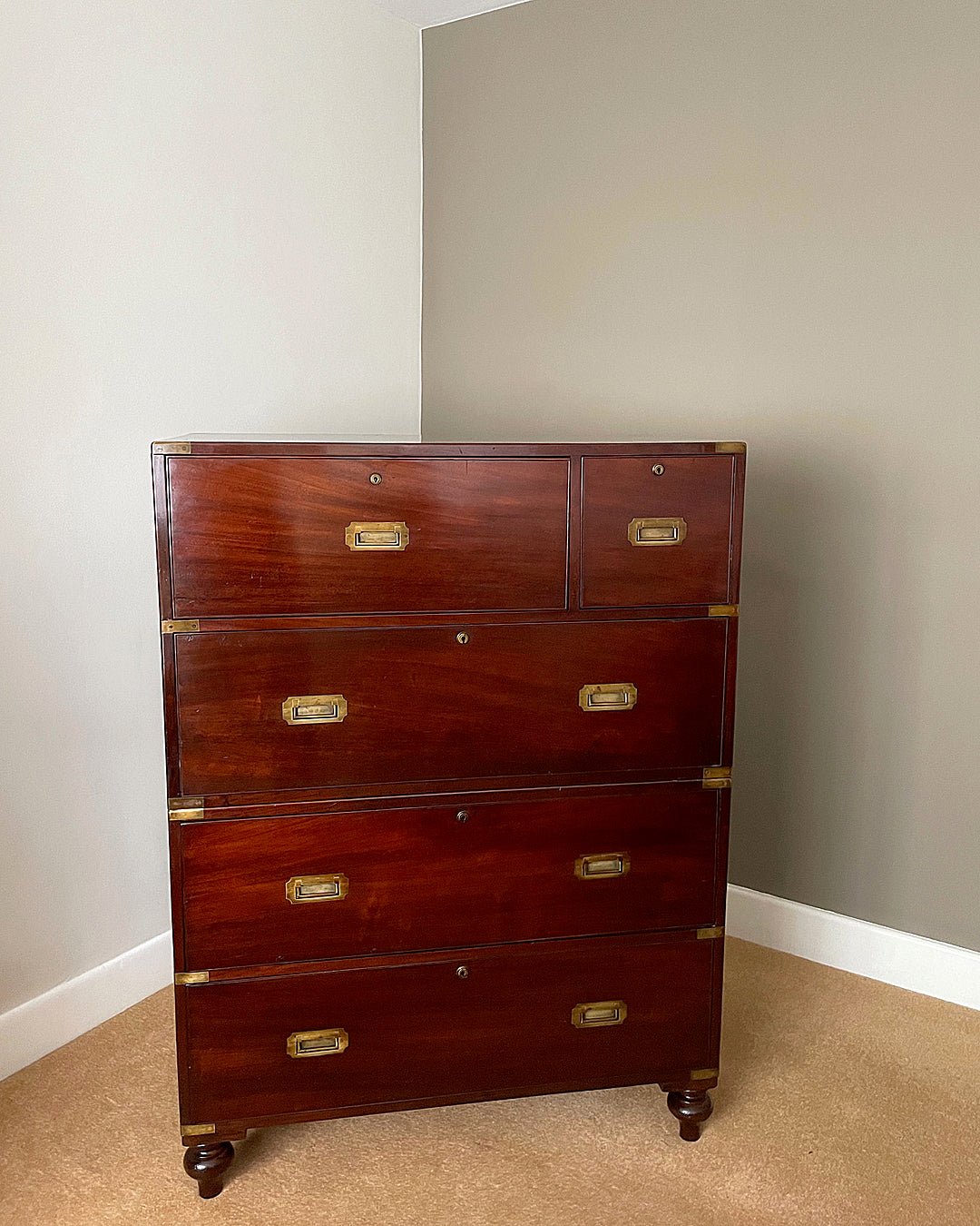 W. Day Secretaire Campaign Chest Early 19th Century ANTIQUE