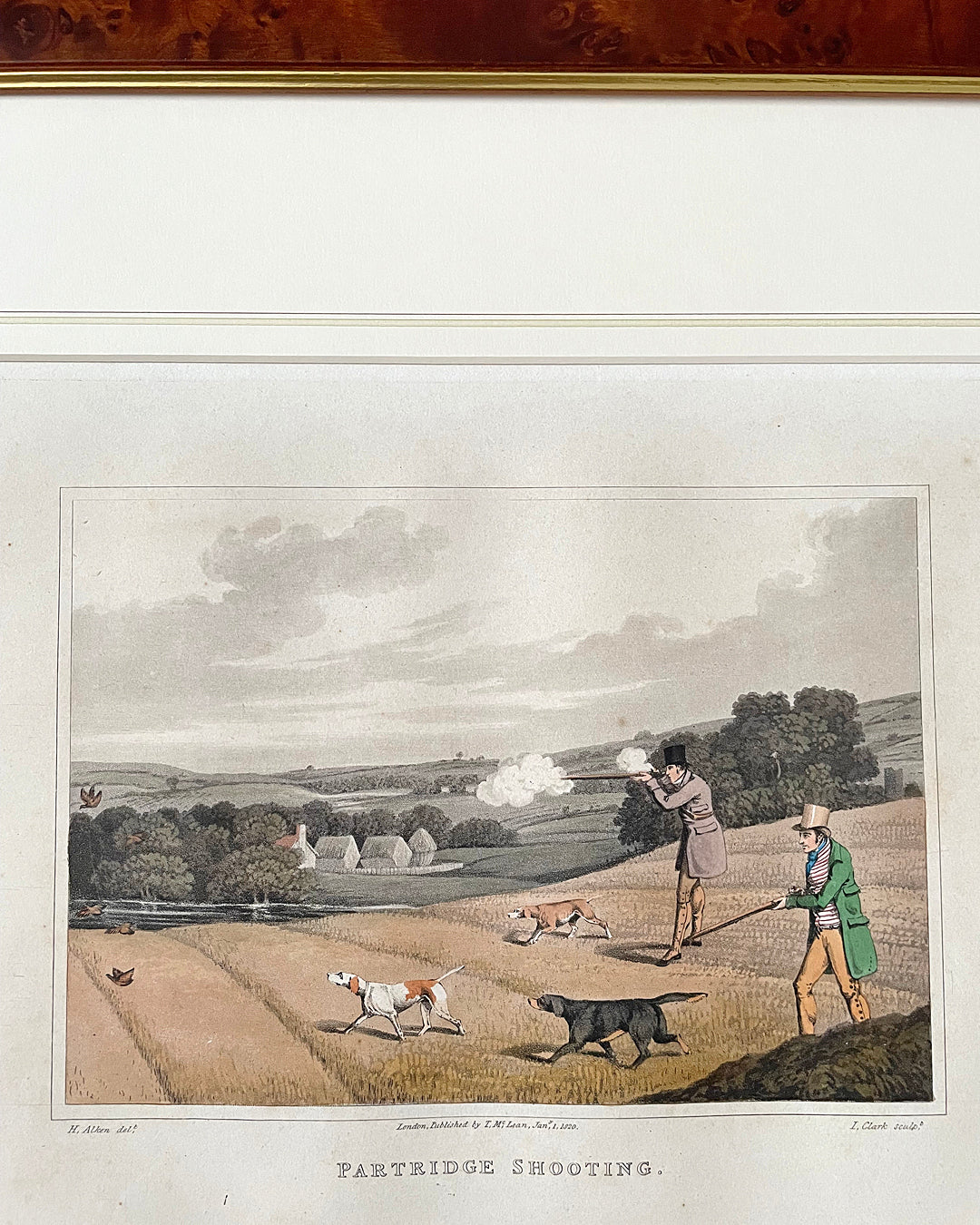 Framed Etching Partridge Shooting Henry Alken 47.5 x 42.5cm ANTIQUE