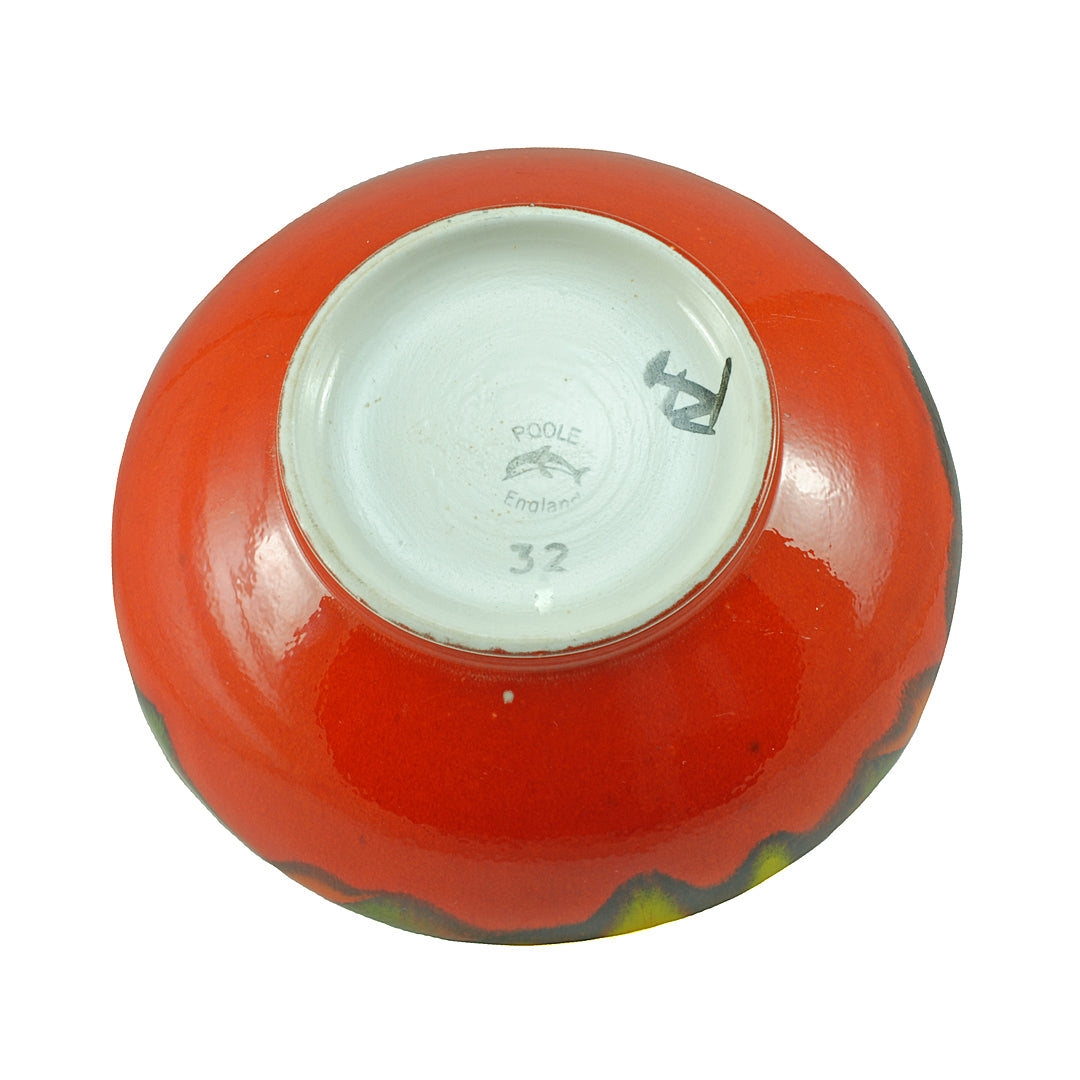 Poole Pottery Onion Vase Delphis Design Yellow/Orange/Red VINTAGE