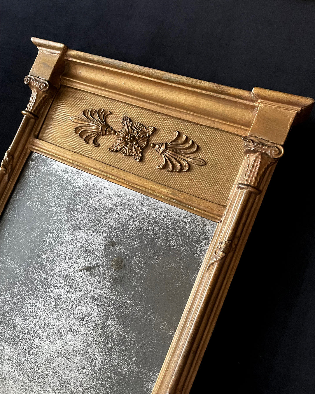 Pier Gilded Mirror With Distressed Foxed Mercury Glass Regency (1811-1820) 80 x 47cm ANTIQUE