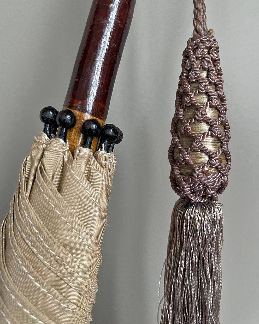 Fox Parasol Camel Canopy & Blackthorn Handle & Tassel VINTAGE