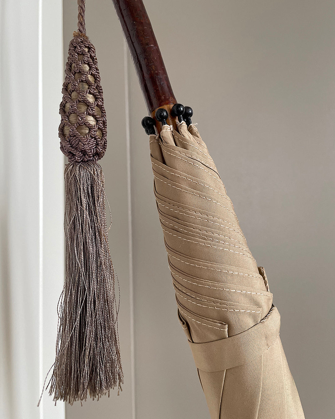 Fox Parasol Camel Canopy & Blackthorn Handle & Tassel VINTAGE