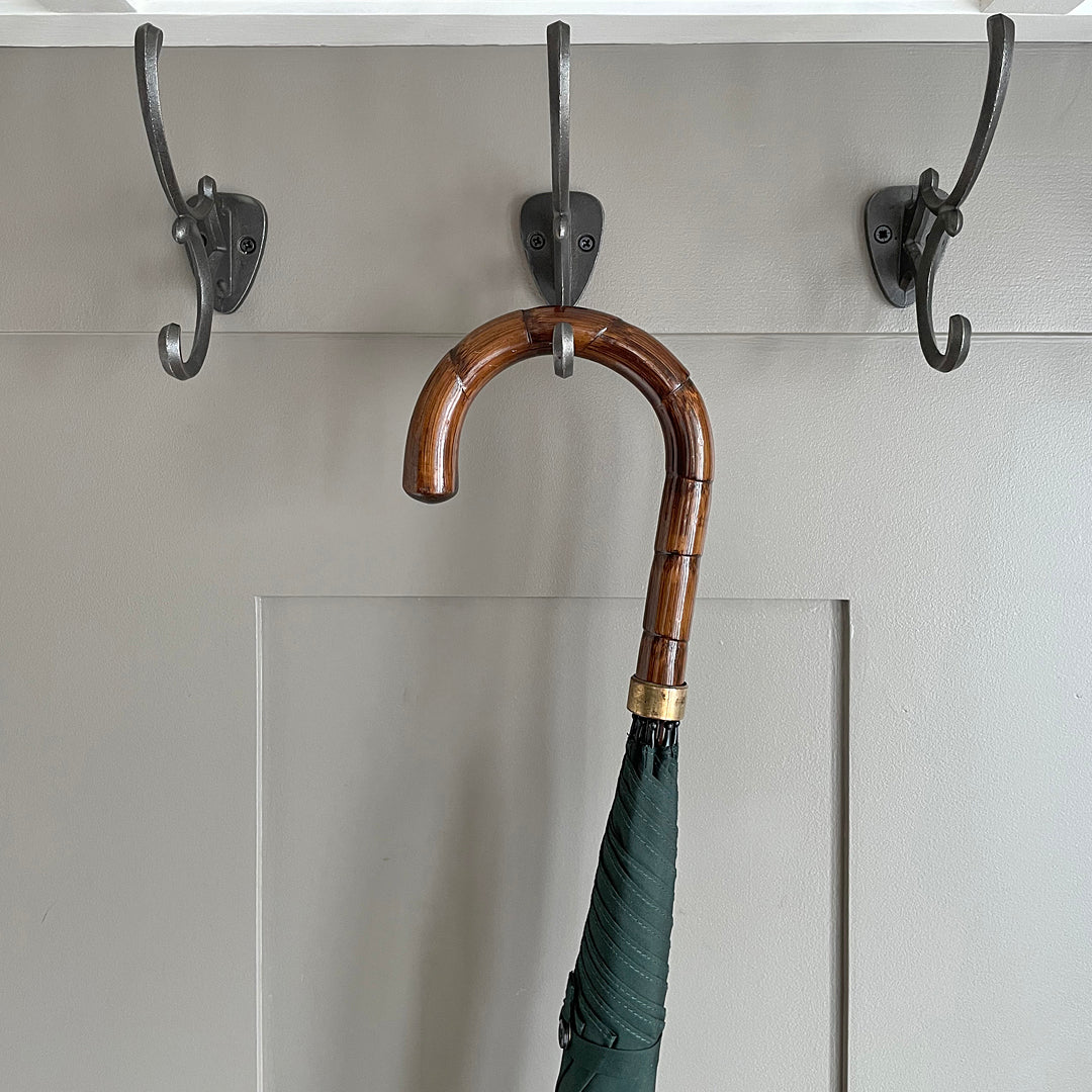 Fox Umbrella Dark Green & Partridge Wood Handle & Gold Collar 18ct VINTAGE