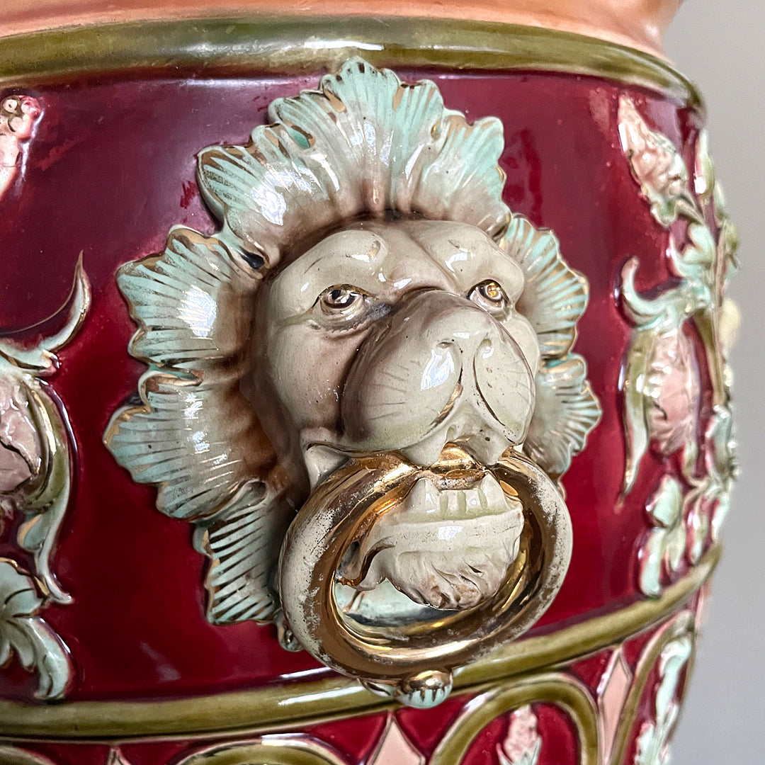 A Large Burmantofts Style Jardeniere Glazed Pottery c. 1895 ANTIQUE