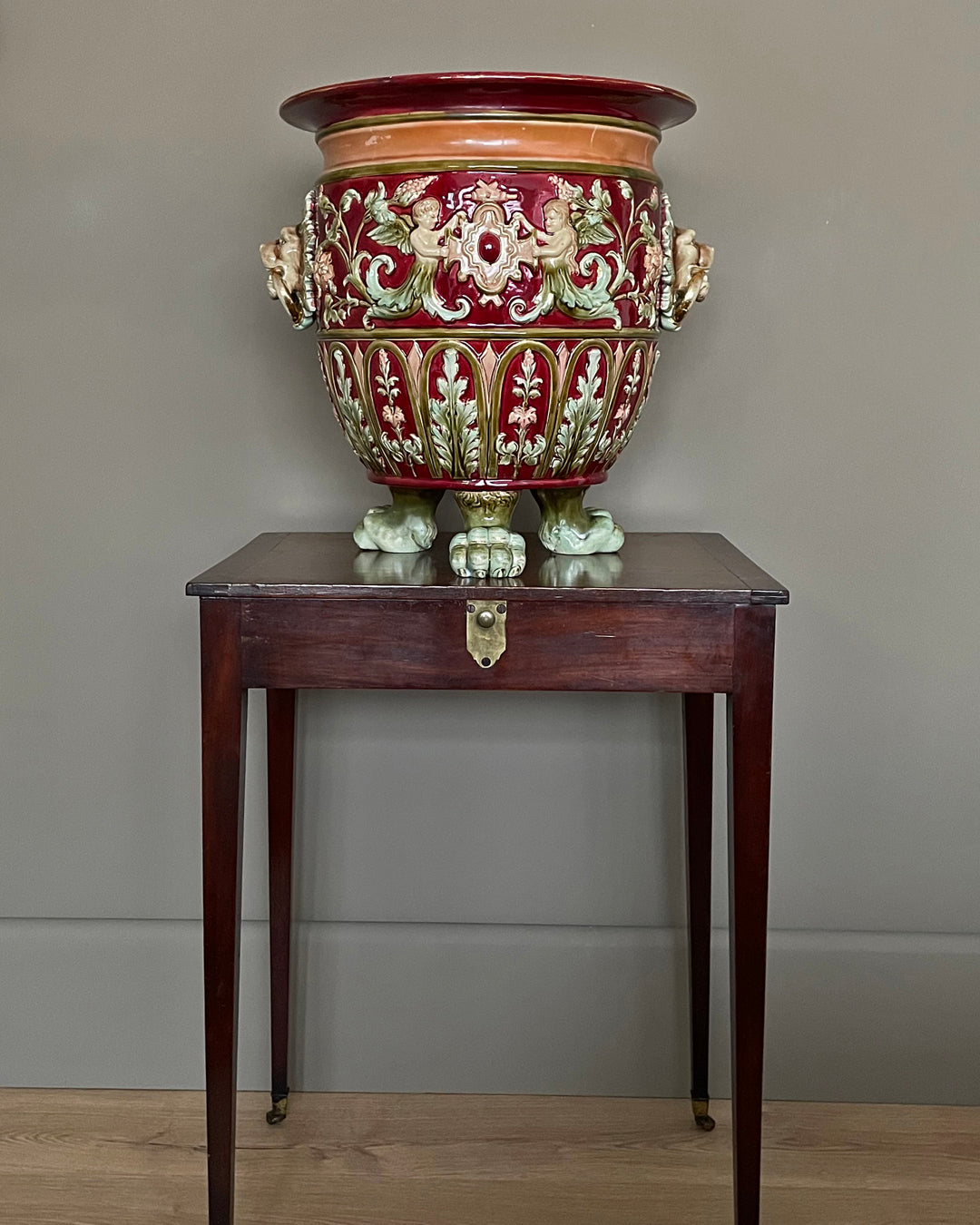 A Large Burmantofts Style Jardeniere Glazed Pottery c. 1895 ANTIQUE