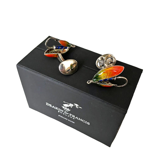 Deakin & Francis Sterling Silver Fly Fishing Cufflinks NEW COLLECTABLE