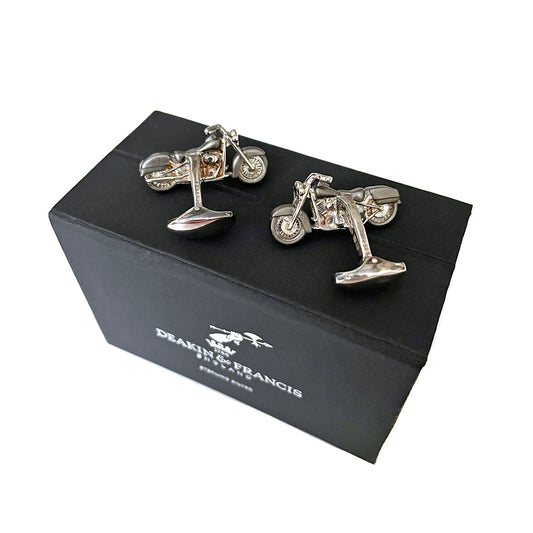 Deakin & Francis Sterling Silver Motorbike Cufflinks NEW COLLECTABLE