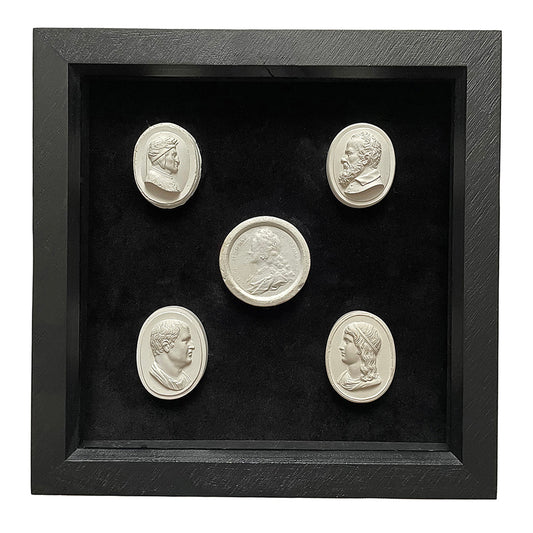 Set Of Five Grand Tour Intaglios Historical Figures 19/20th C ANTIQUE